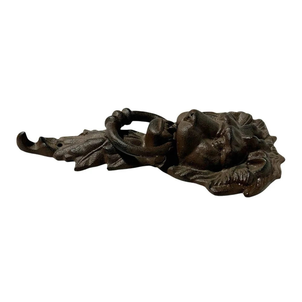 Vtg Lion Cast Iron Door Knocker Heavy 2.7 Pounds Strong Brown